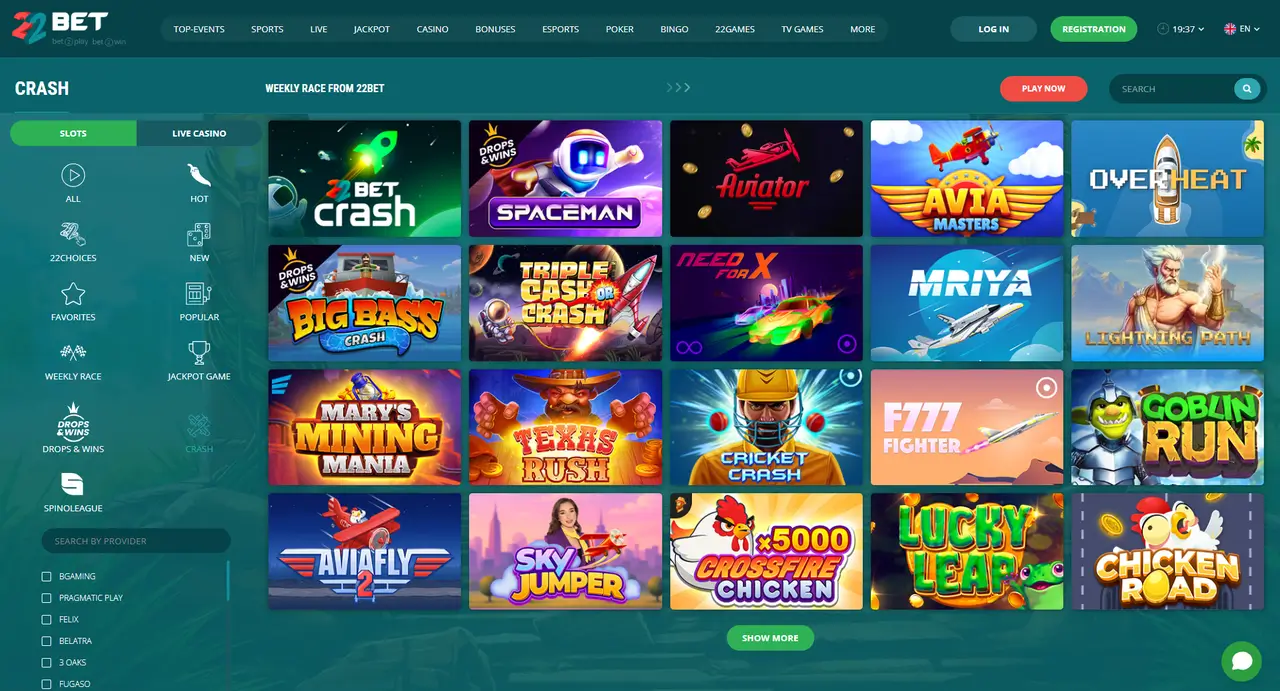 22Bet Casino crash game