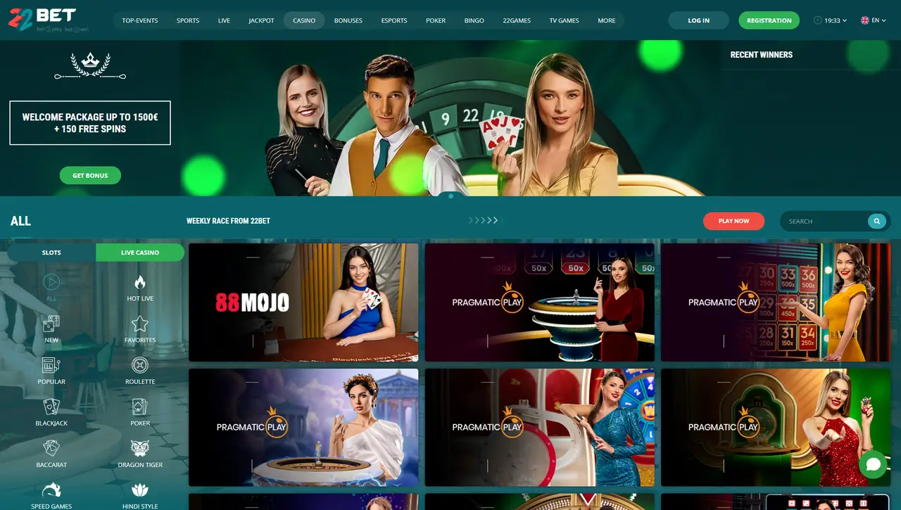 22Bet Casino live dealer table