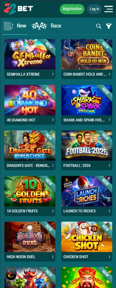 22Bet Casino mobile gameplay
