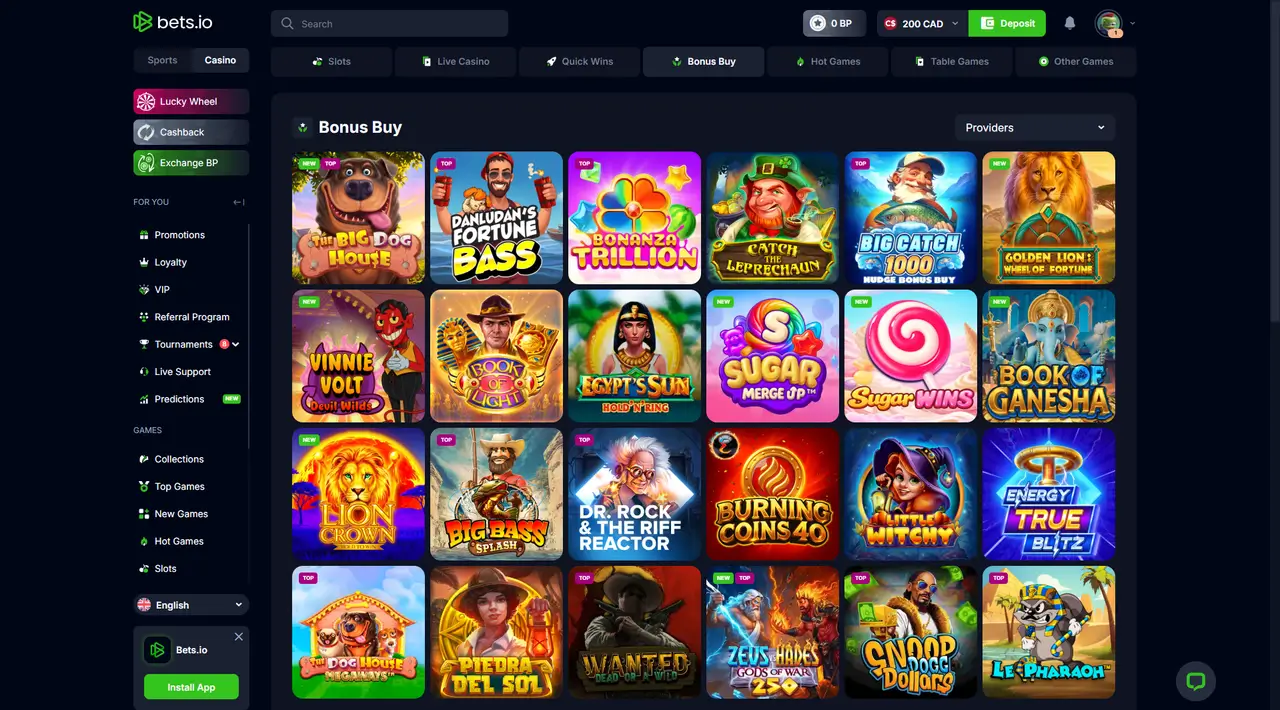 Bet.io Casino welcome bonus page