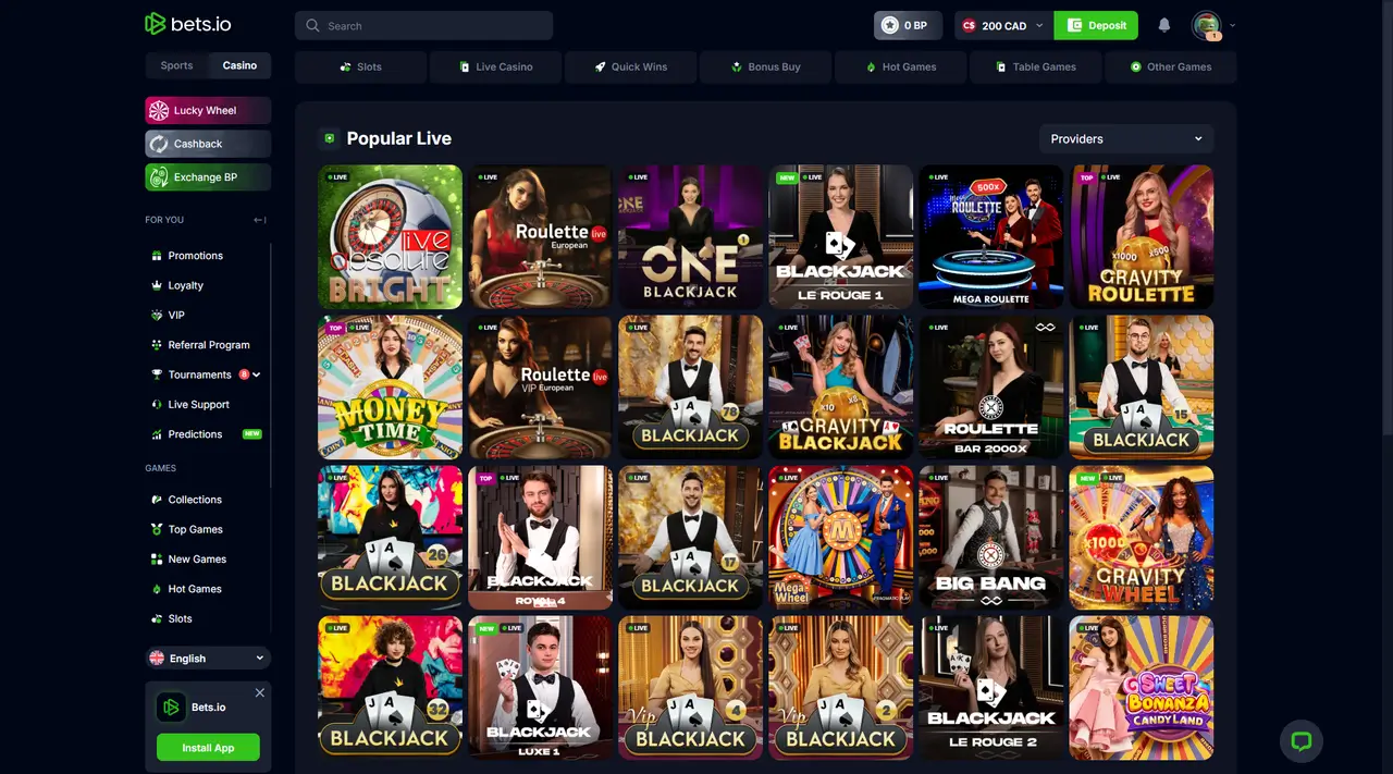 Bet.io Casino live dealer table