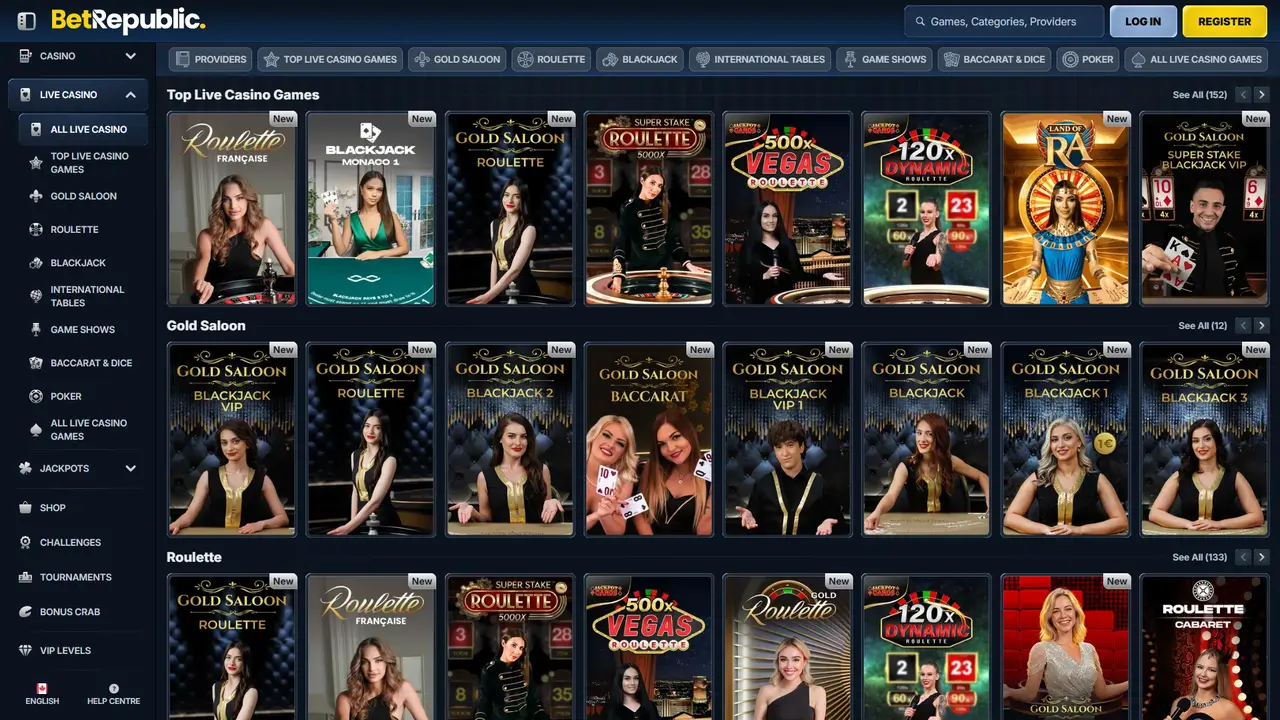 BetRepublic Casino live dealer table