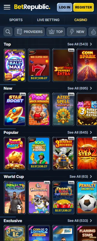 BetRepublic Casino mobile gameplay