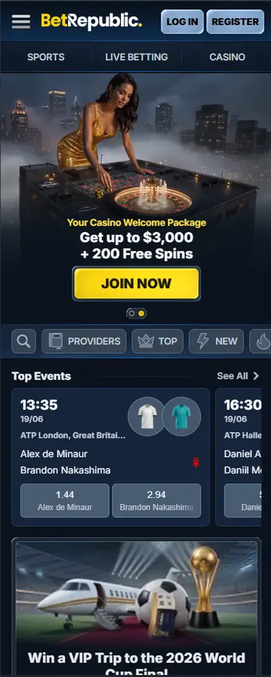 BetRepublic Casino mobile view
