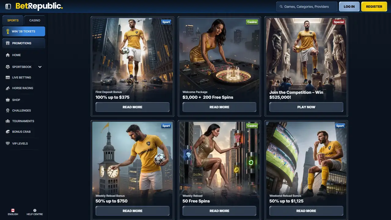 BetRepublic Casino promotions page