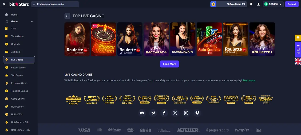 BitStarz Casino live dealer table