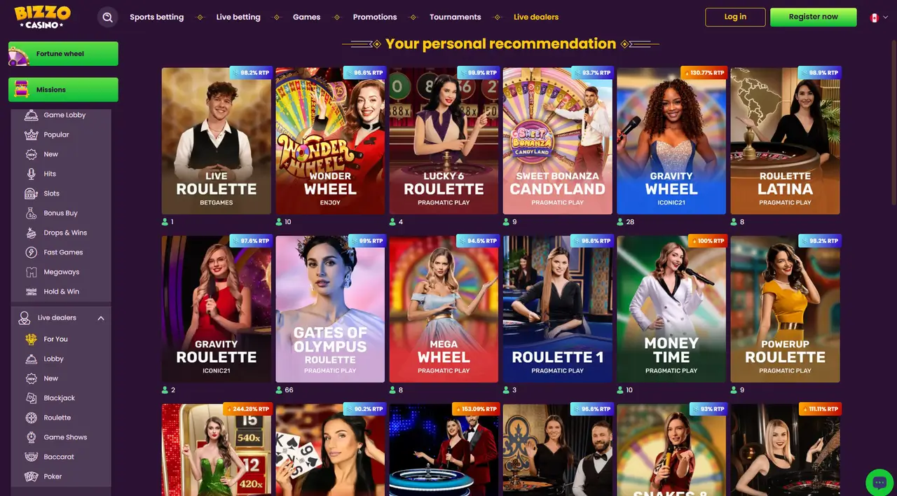 Bizzo Casino live dealer table