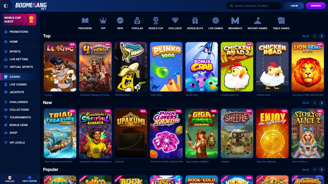 Boomerang Bet Casino in-game play