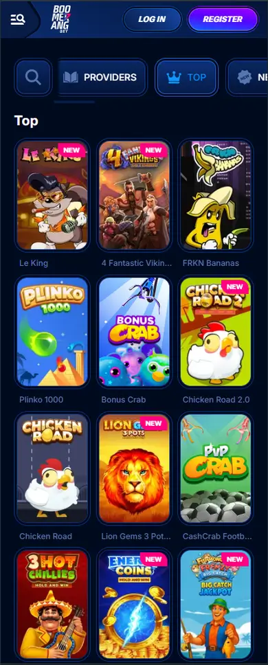 Boomerang Bet Casino mobile gameplay