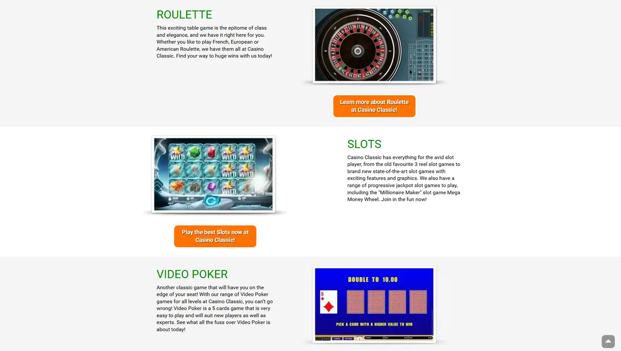 Casino Classic in-game play
