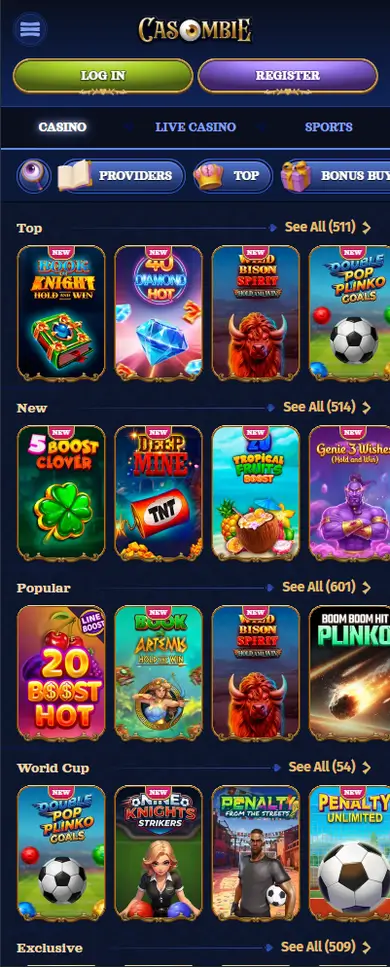 Casombie Casino mobile gameplay