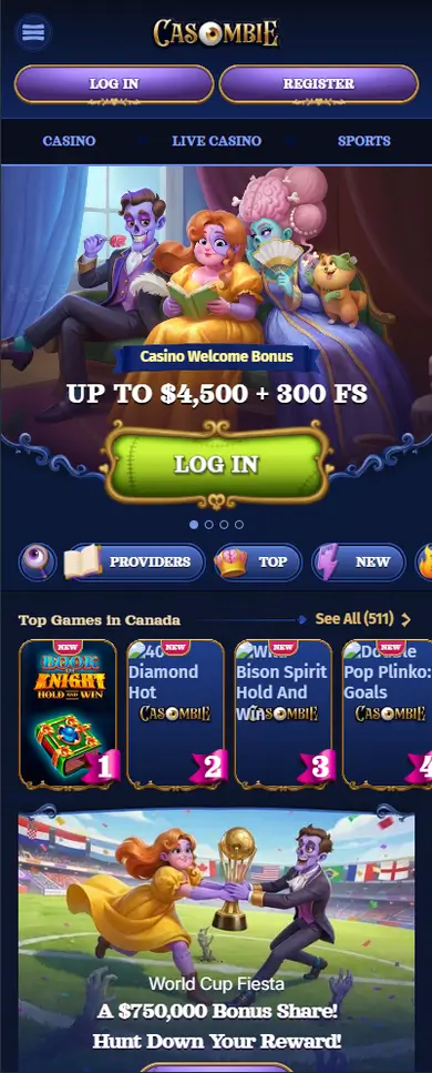 Casombie Casino mobile view