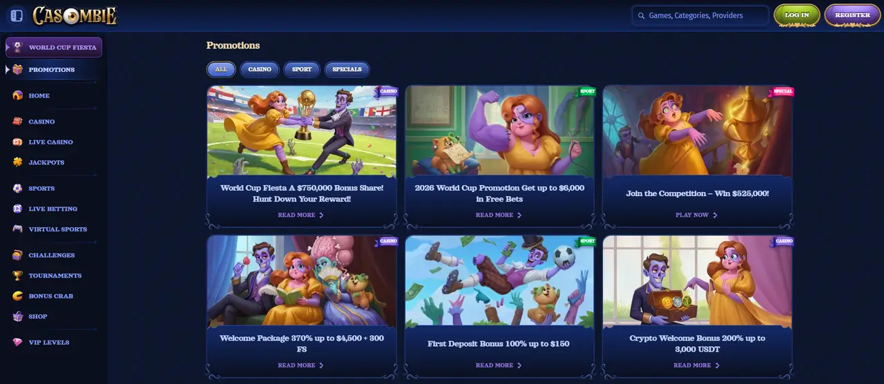 Casombie Casino promotions page