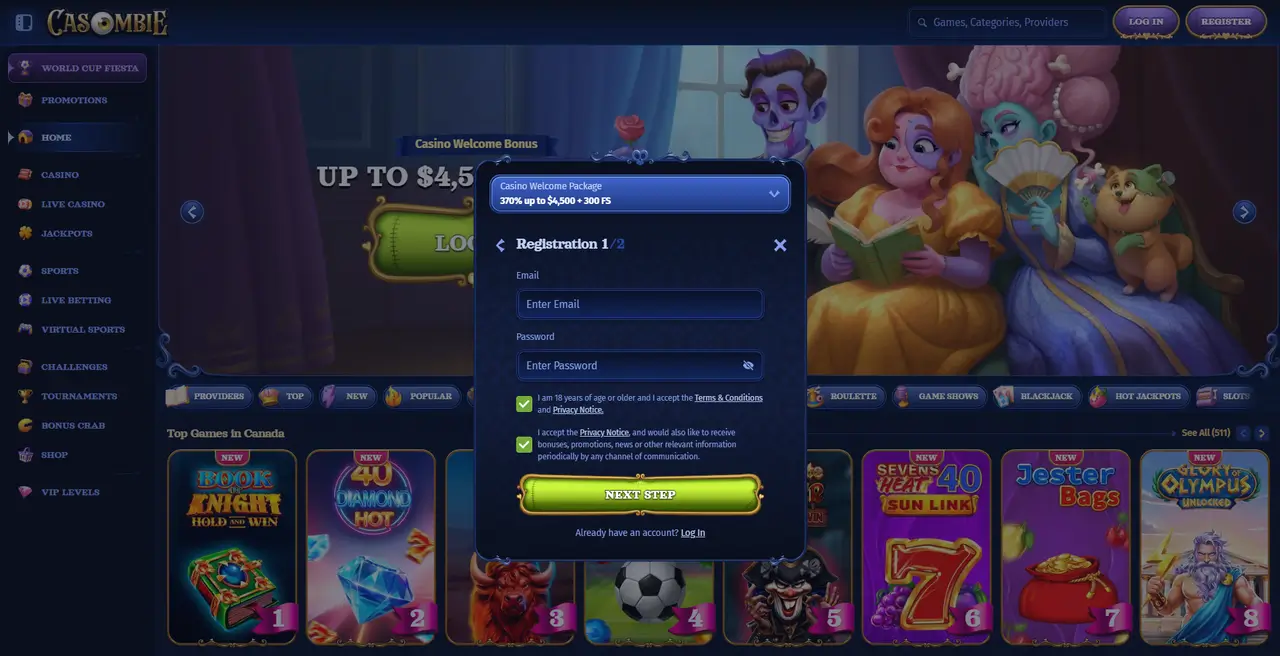 Casombie Casino Registration