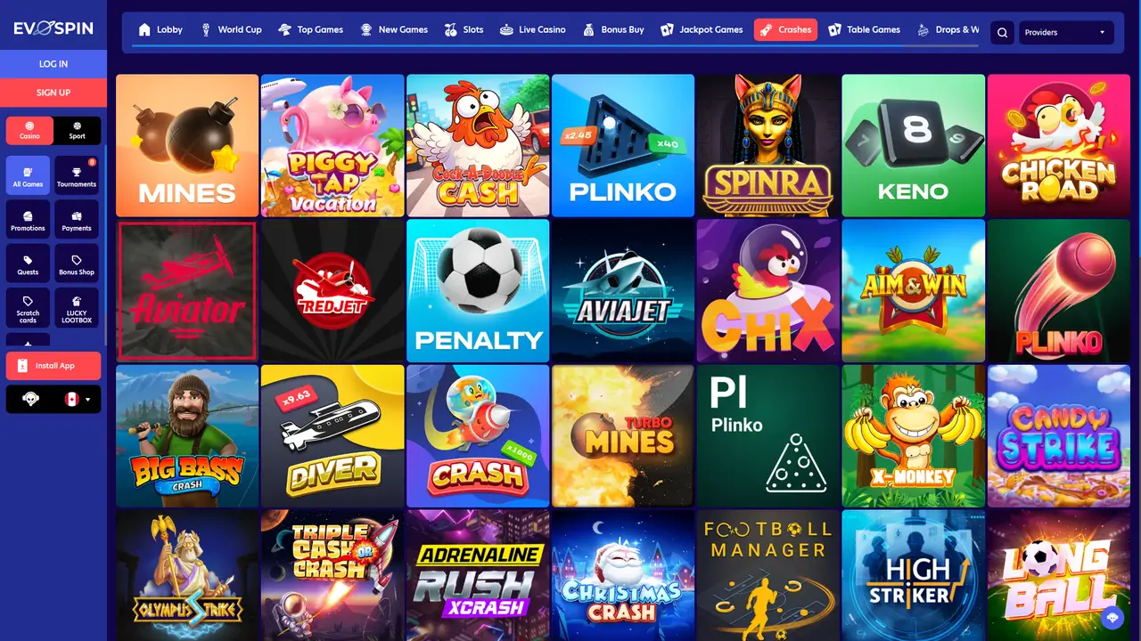 Evospin Casino crash game