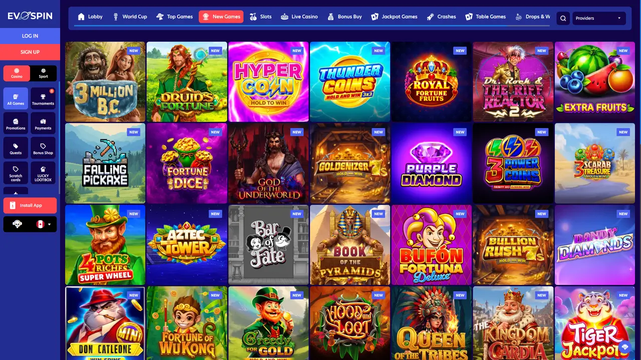 Evospin Casino in-game play