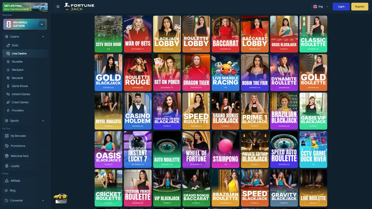 FortuneJack Casino live dealer table