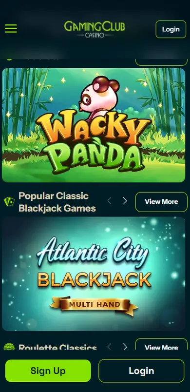 Gaming Club Casino mobile gameplay
