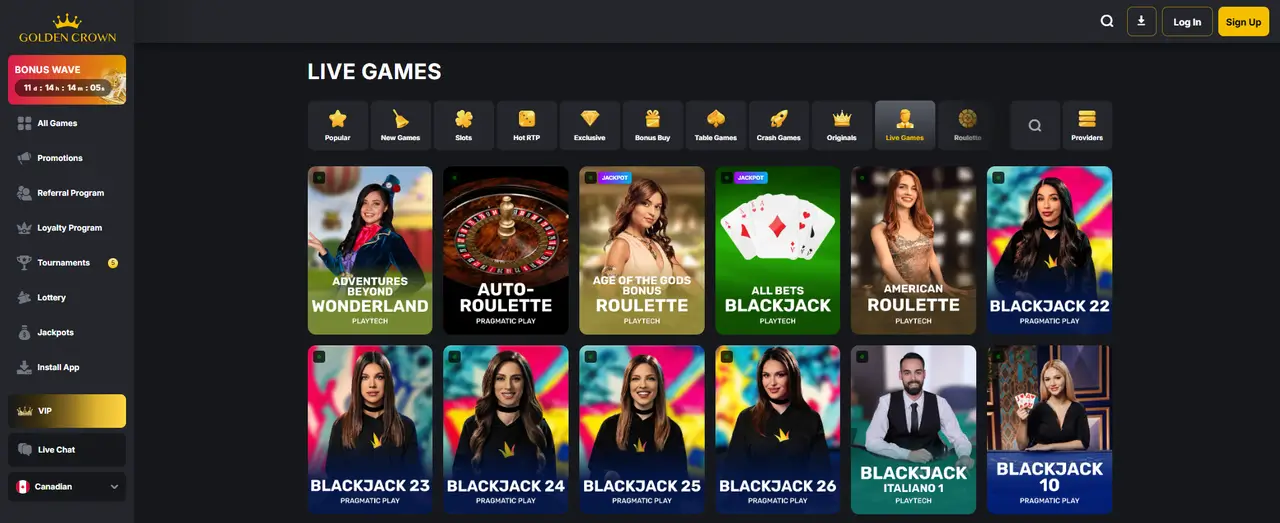 Golden Crown Casino live dealer table