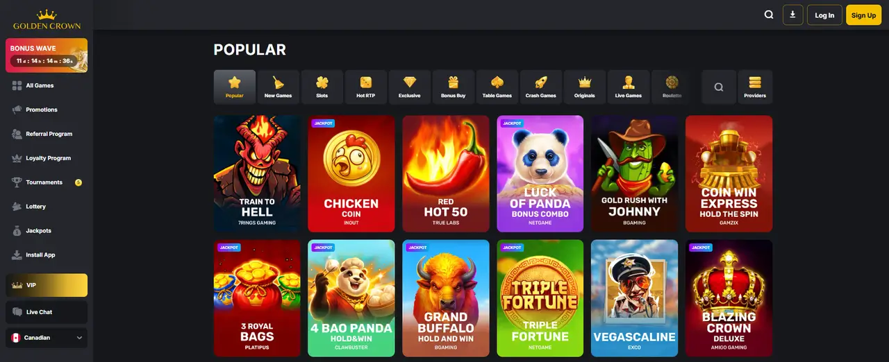 Golden Crown Casino popular games