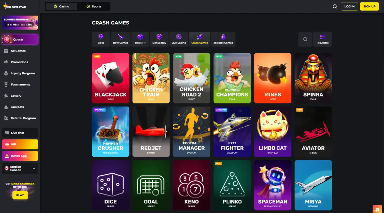 Golden Star Casino crash game