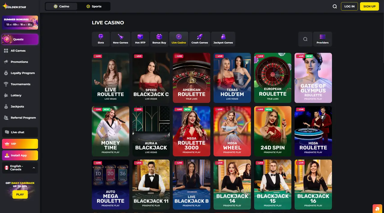 Golden Star Casino live dealer table
