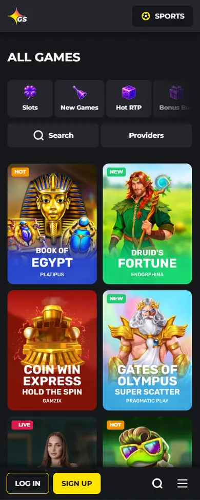 Golden Star Casino mobile view
