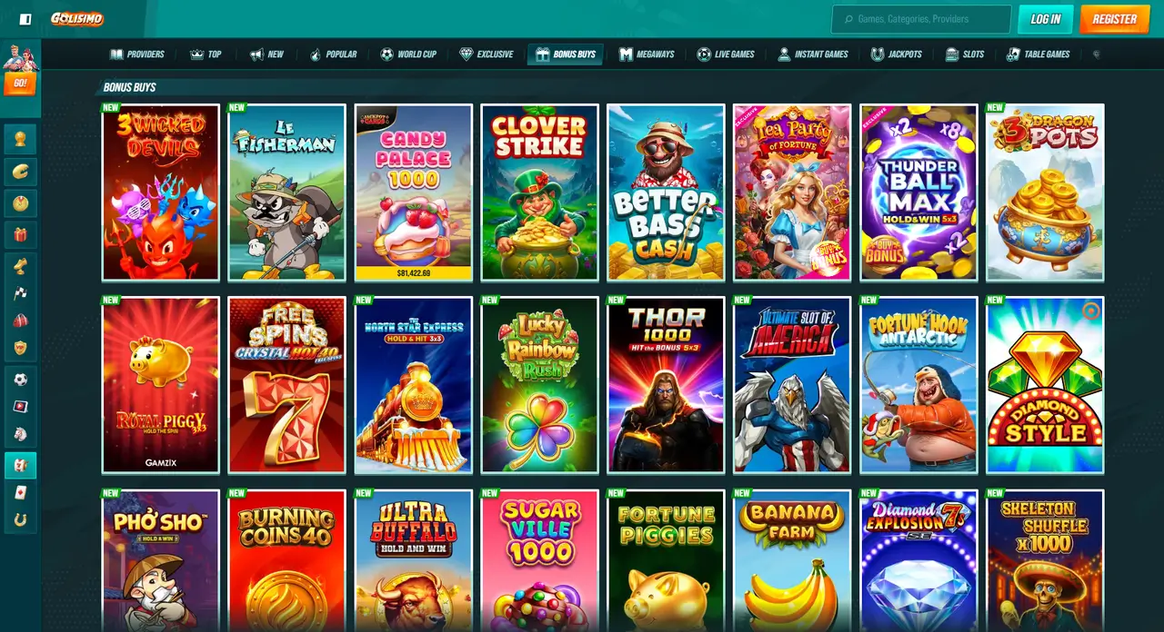 Golisimo Casino welcome bonus page