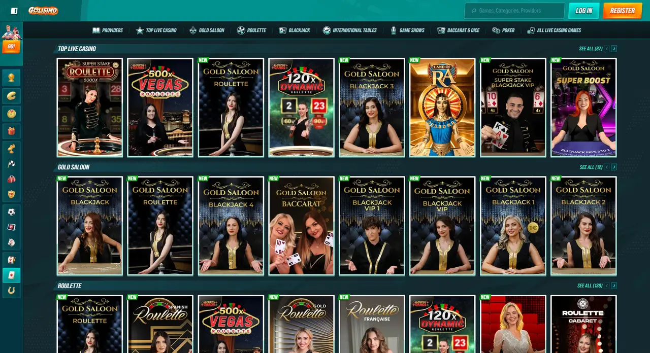 Golisimo Casino live dealer table