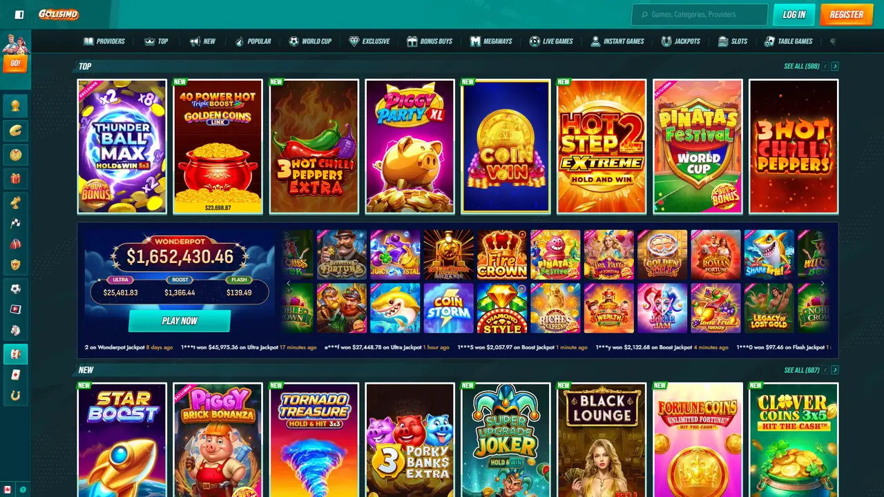 Golisimo Casino lobby and game library