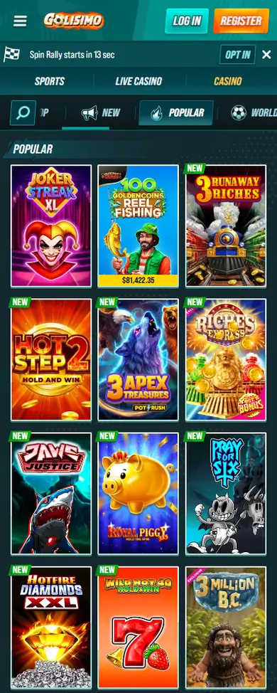 Golisimo Casino mobile gameplay