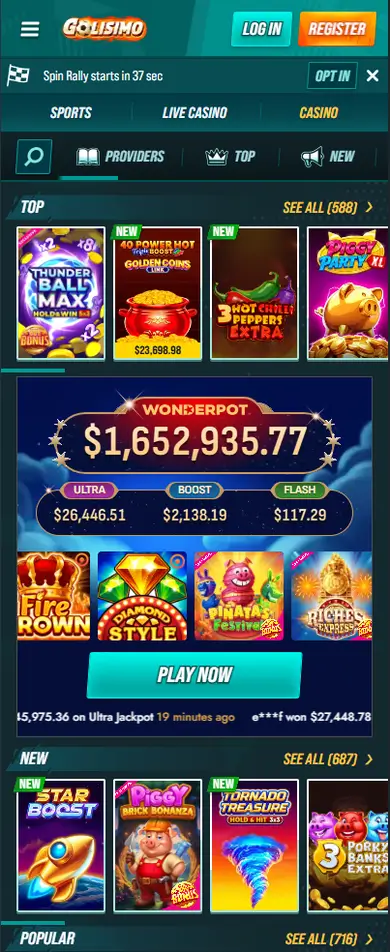 Golisimo Casino mobile view