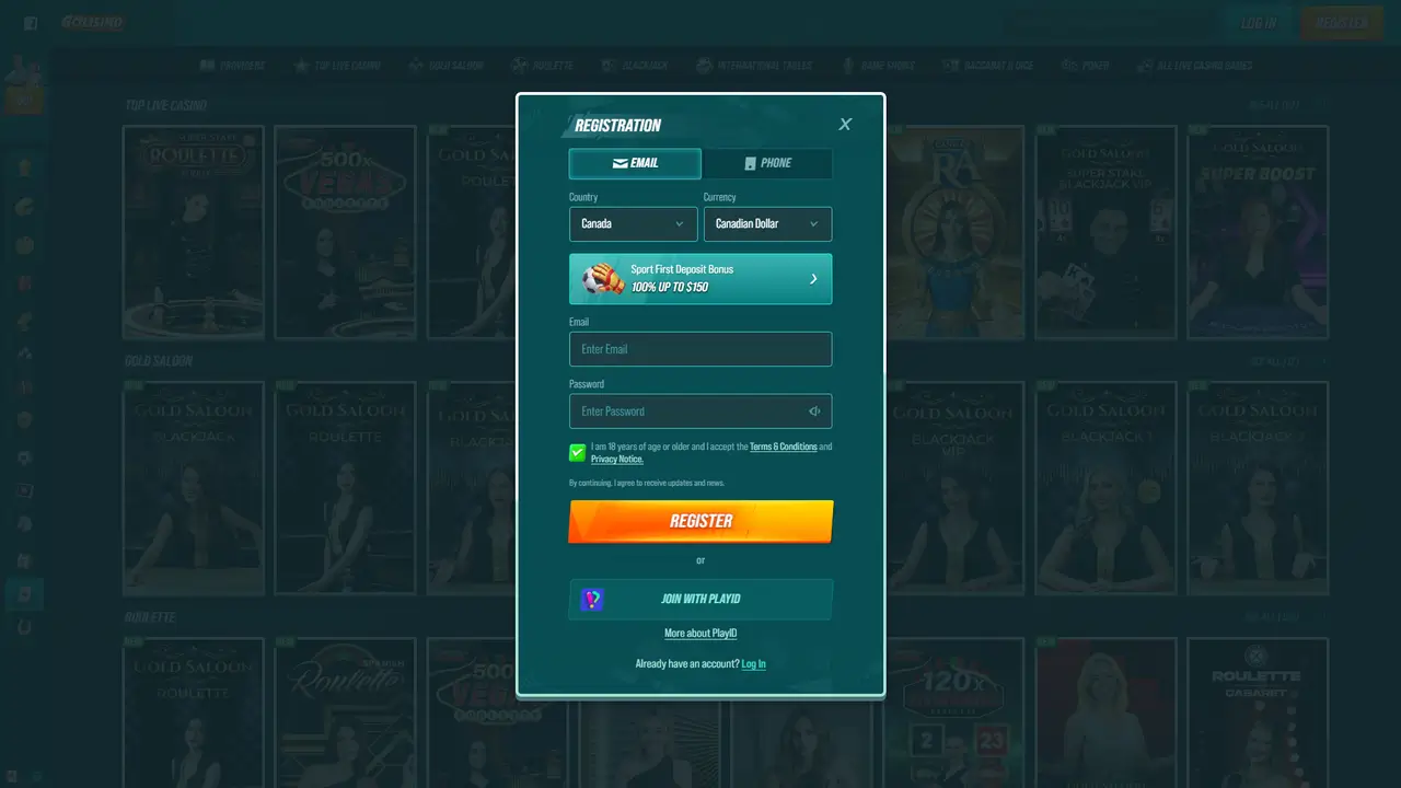 Golisimo Casino Registration