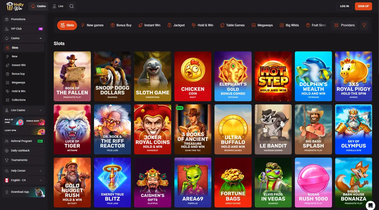 HollyWin Casino in-game play
