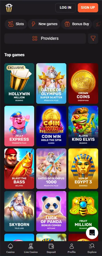 HollyWin Casino mobile gameplay