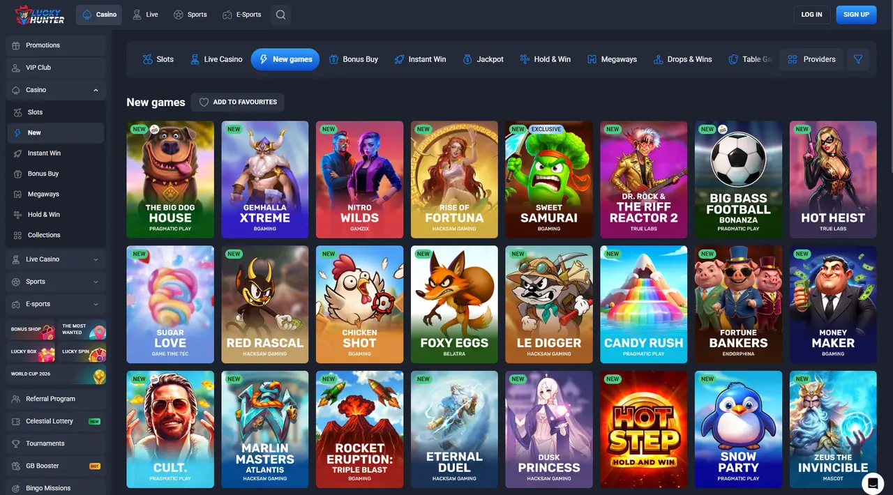 Lucky Hunter Casino in-game play