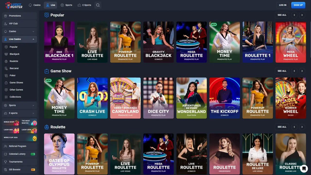 Lucky Hunter Casino live dealer table