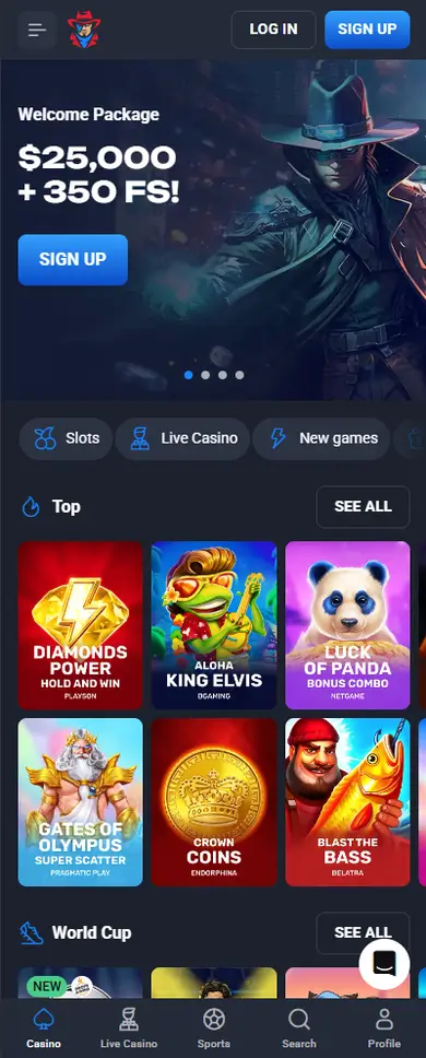 Lucky Hunter Casino mobile view