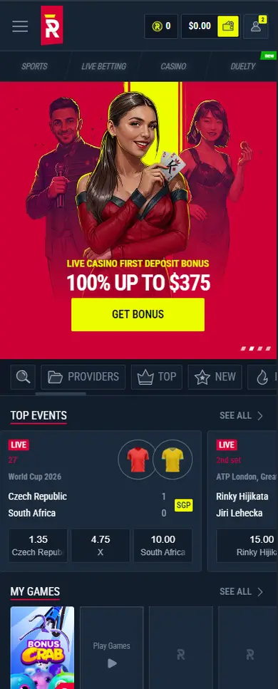 Rabona Casino mobile view