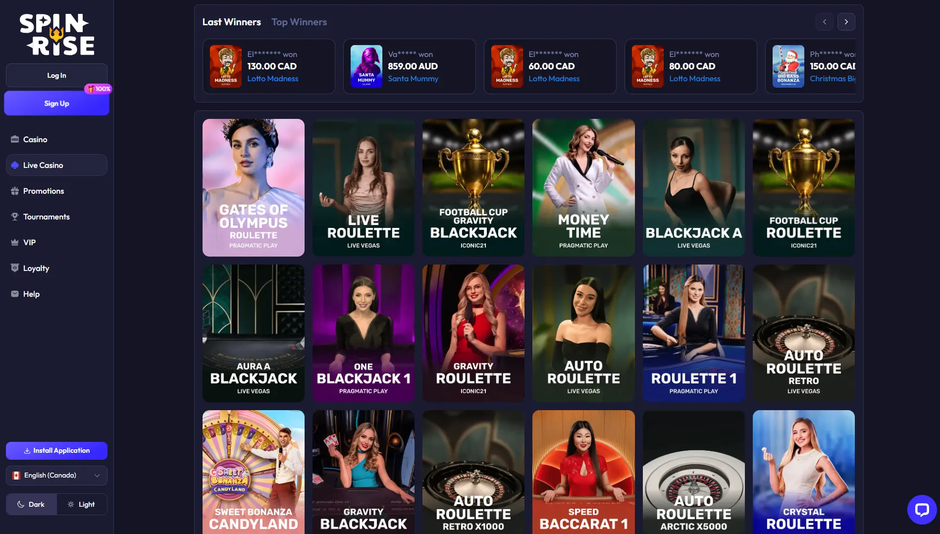 SpinRise Casino live dealer table