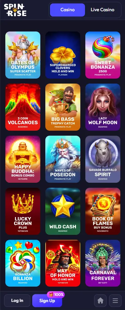 SpinRise Casino mobile gameplay