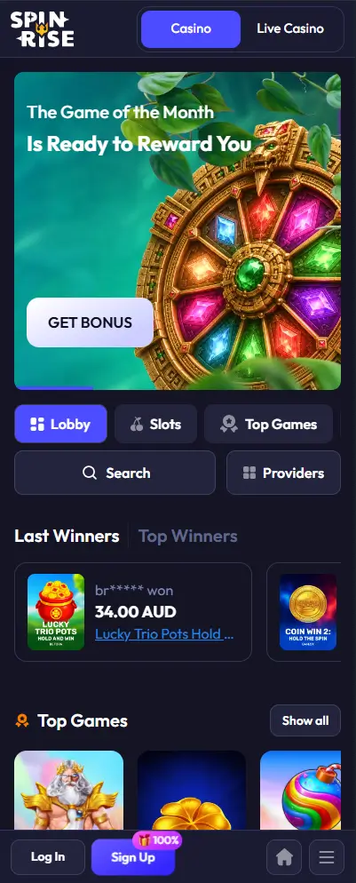 SpinRise Casino mobile view