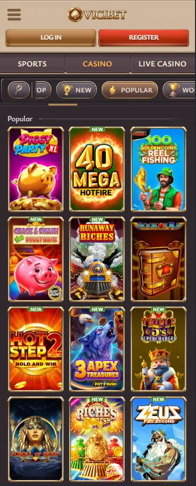 Vicibet Casino mobile gameplay