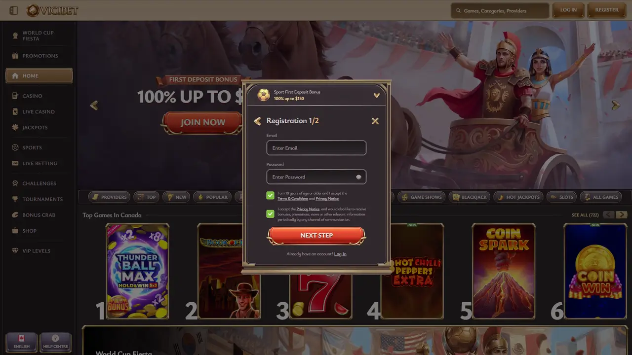 Vicibet Casino Registration